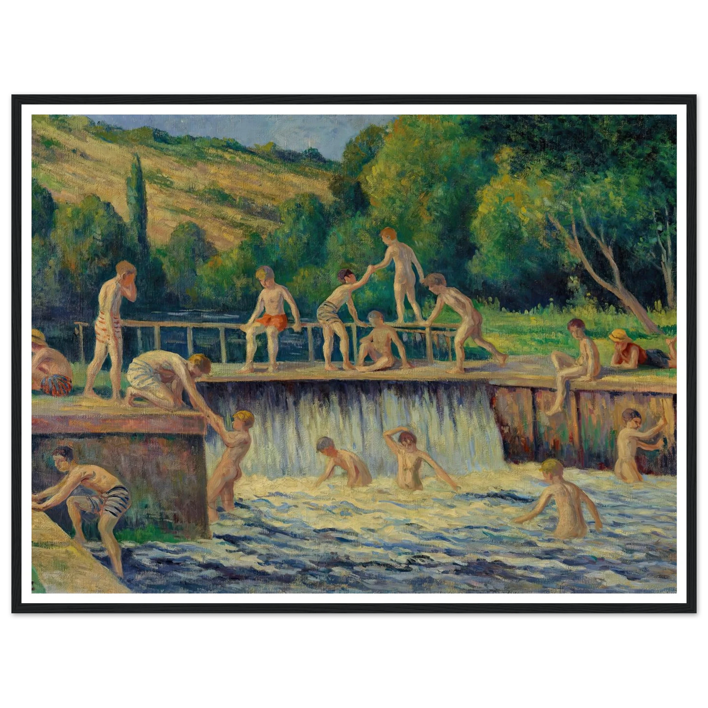 La baignade à Bessy-sur-Cure (circa 1908) Art Print | Maximilien Luce-Quipham Collections