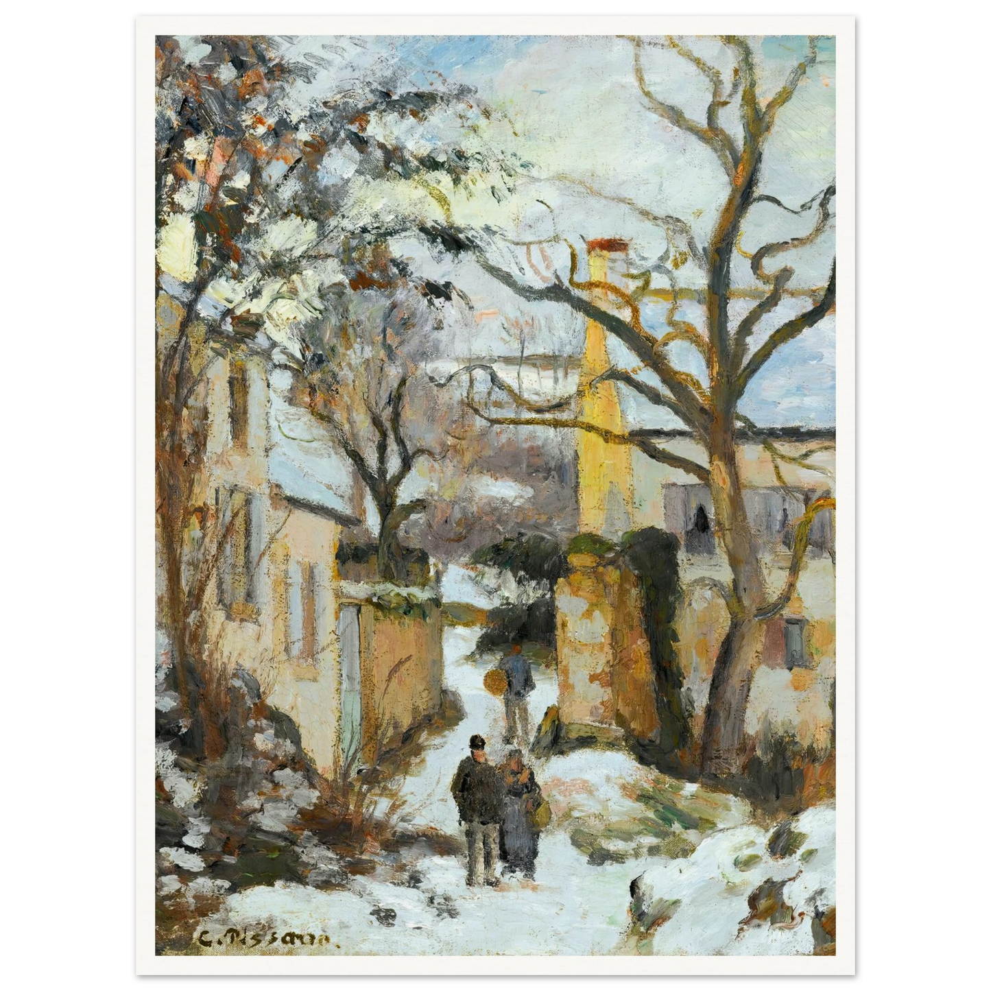 La Maison Rondest Sous La Neige, Pontoise Or Chemin De L’hermitage, Pontoise, Sous La Neige (circa 1875) Art Print | Camille Pissarro-Quipham Collections