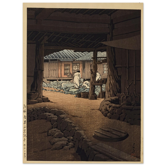 Chosen Chiizan Sen’in-ji (The Cheoneunsa Temple, Mount Jirisan, Korea) (1940) Art Print | Kawase Hasui - Framed Poster - 30x40 cm / 12x16″ - Black frame