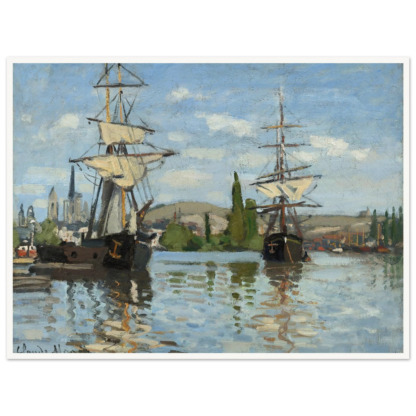 Ships Riding on the Seine at Rouen (1872-1873) Art Print | Claude Monet-Quipham Collections