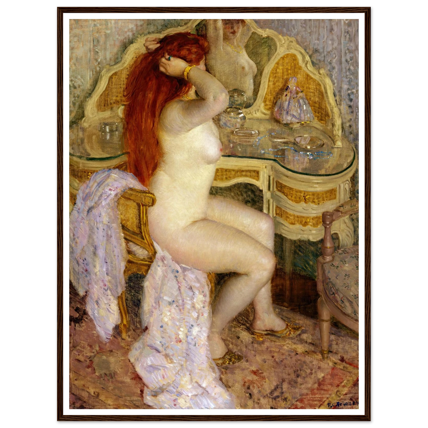 Nude Seated at Her Dressing Table (1909) Art Print | Frederick Carl Frieseke-Quipham Collections