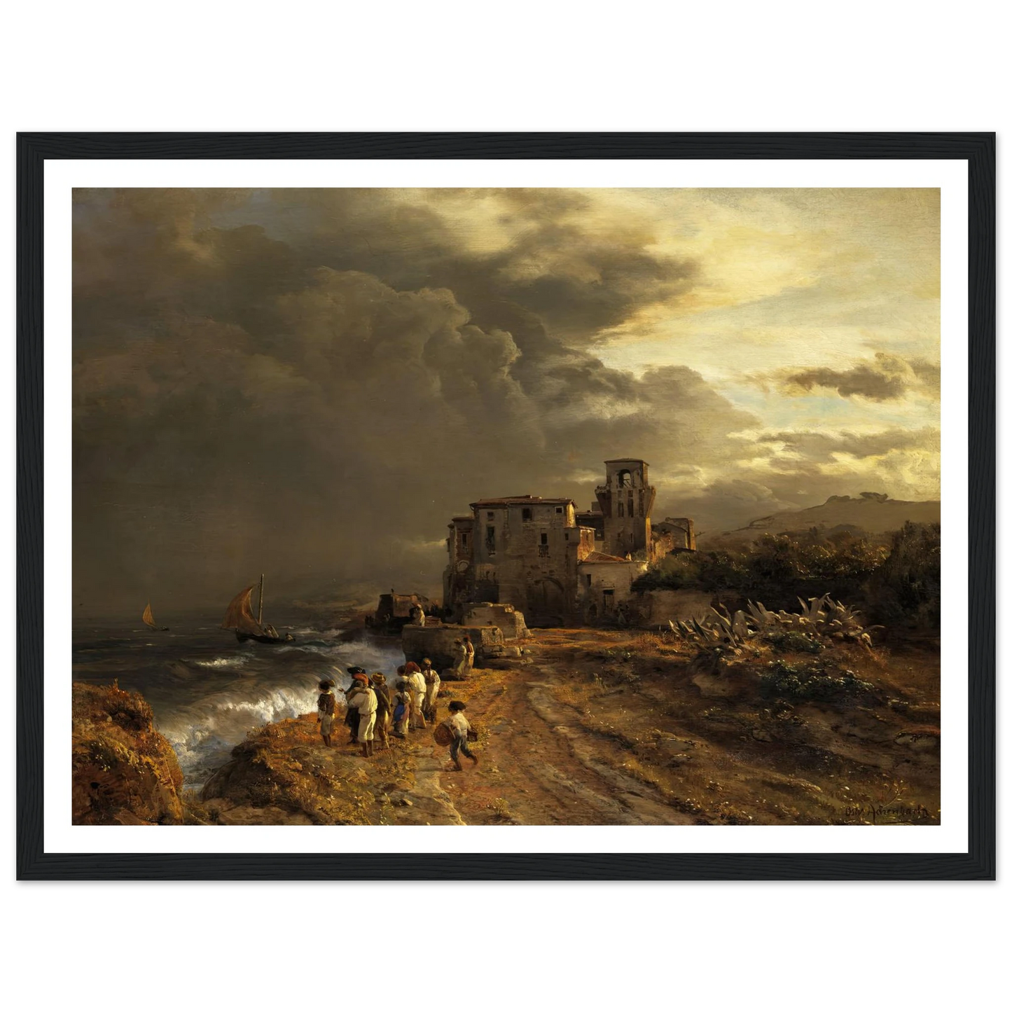 Abziehender Sturm an der italienischen Küste Art Print | Oswald Achenbach-Quipham Collections