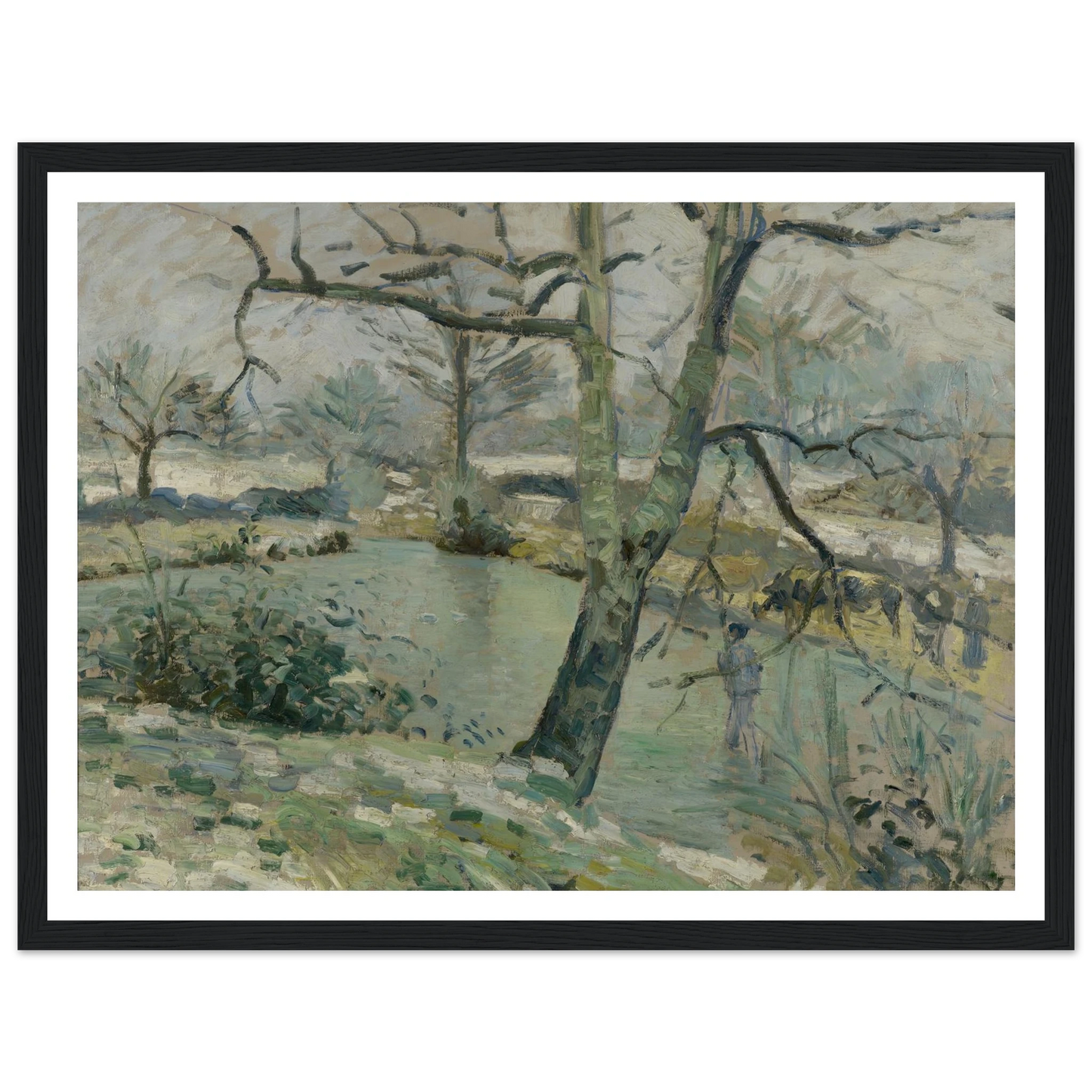The Pond at Montfoucault, Effect of Winter (1874) Art Print | Camille Pissarro-Quipham Collections
