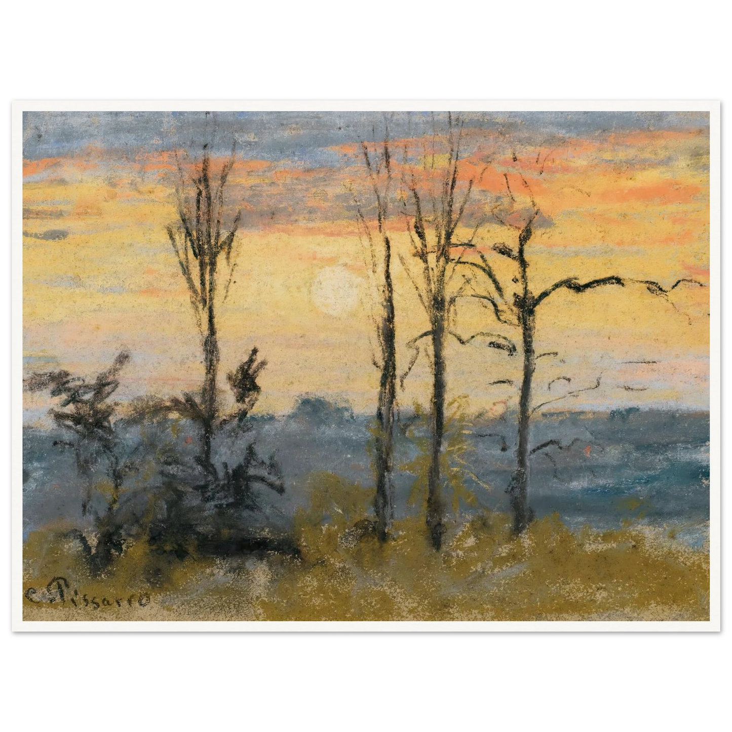 Coucher De Soleil Art Print | Camille Pissarro-Quipham Collections