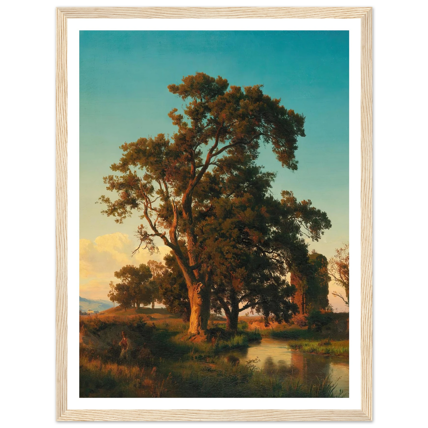 A majestic tree in the evening light Art Print | Oswald Achenbach-Quipham Collections