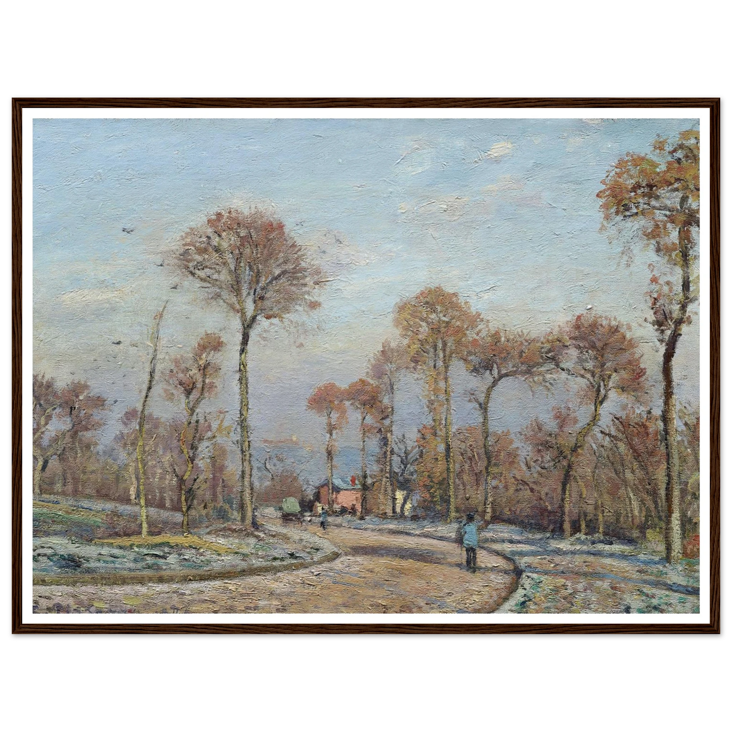The Road to Versailles, Louveciennes,Morning Frost (1871) Art Print | Camille Pissarro-Quipham Collections