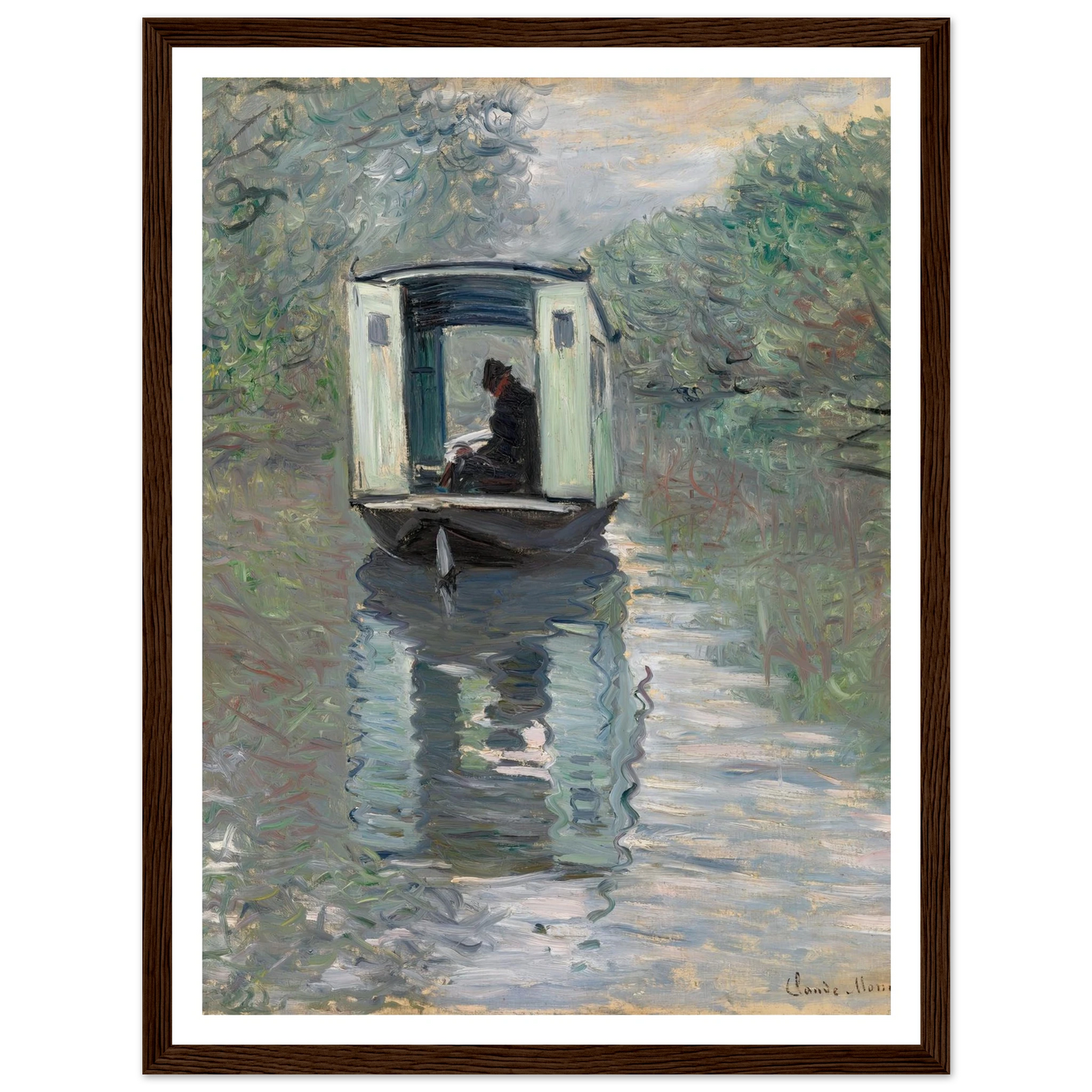 The Studio Boat (Le Bateau-atelier) (1876) Art Print | Claude Monet-Quipham Collections