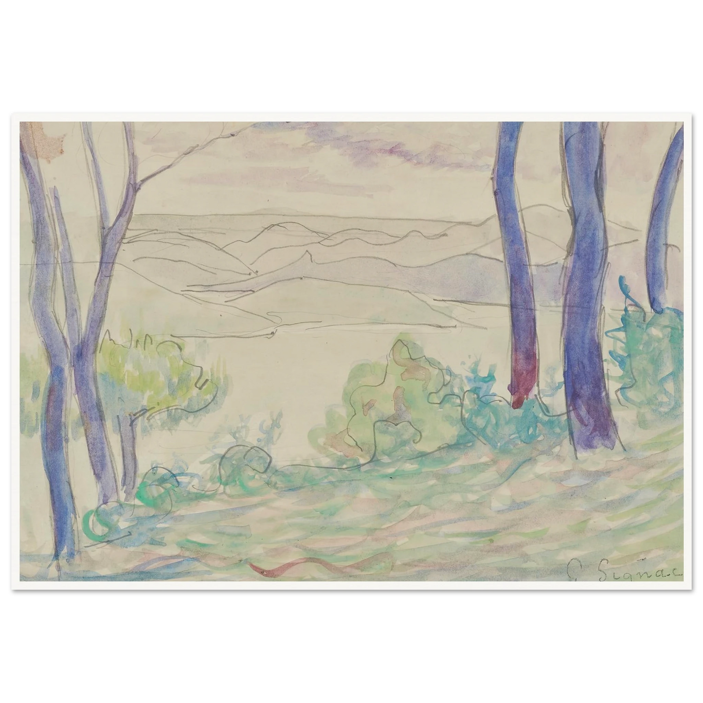 Paysage méditerranéen (1895) Art Print | Paul Signac-Quipham Collections