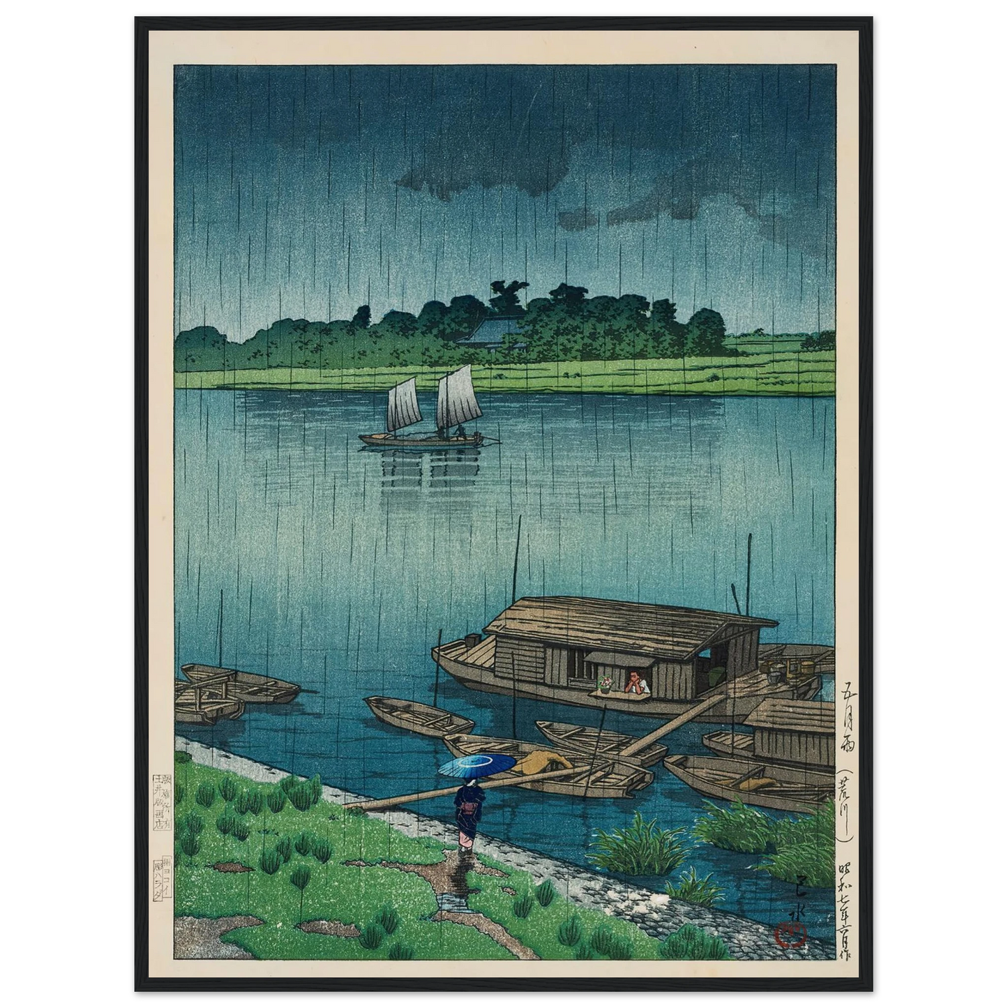 Samidare (Arakawa) (Early summer rain at Arakawa) (1932) Art Print | Kawase Hasui-Quipham Collections
