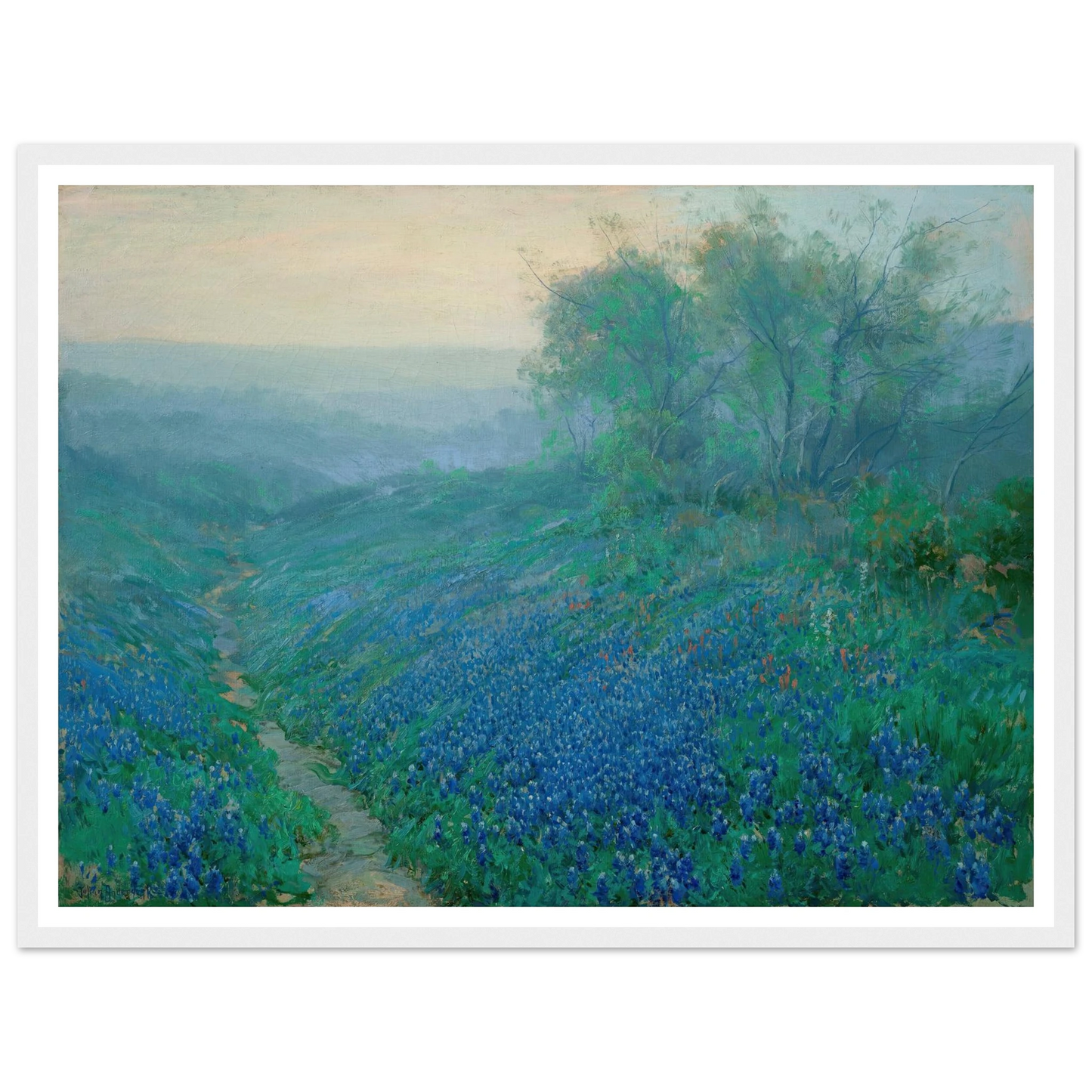 Bluebonnets at Dawn, North of San Antonio (1915) Art Print | Julian Onderdonk-Quipham Collections