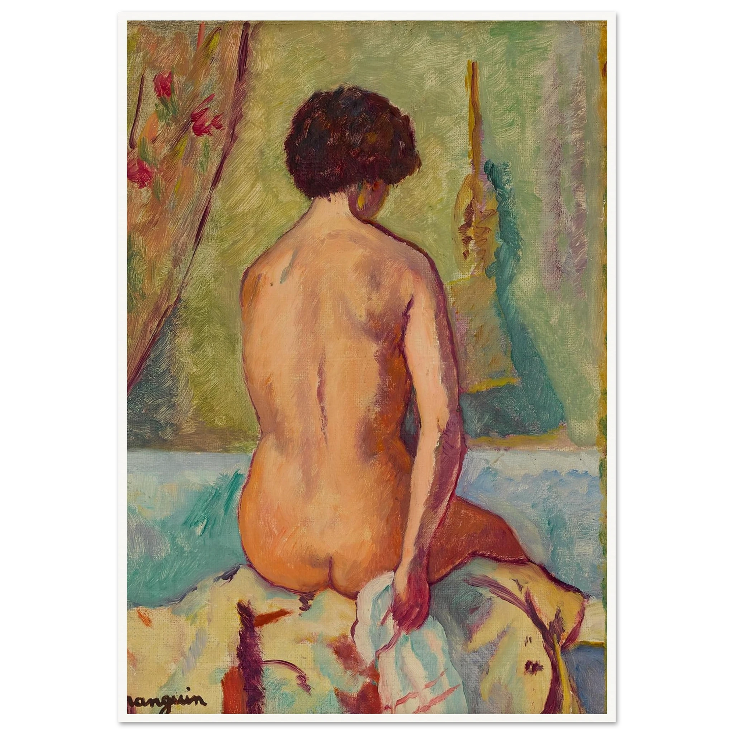 Nu assis de dos, line (1940) Art Print | Henri Manguin-Quipham Collections