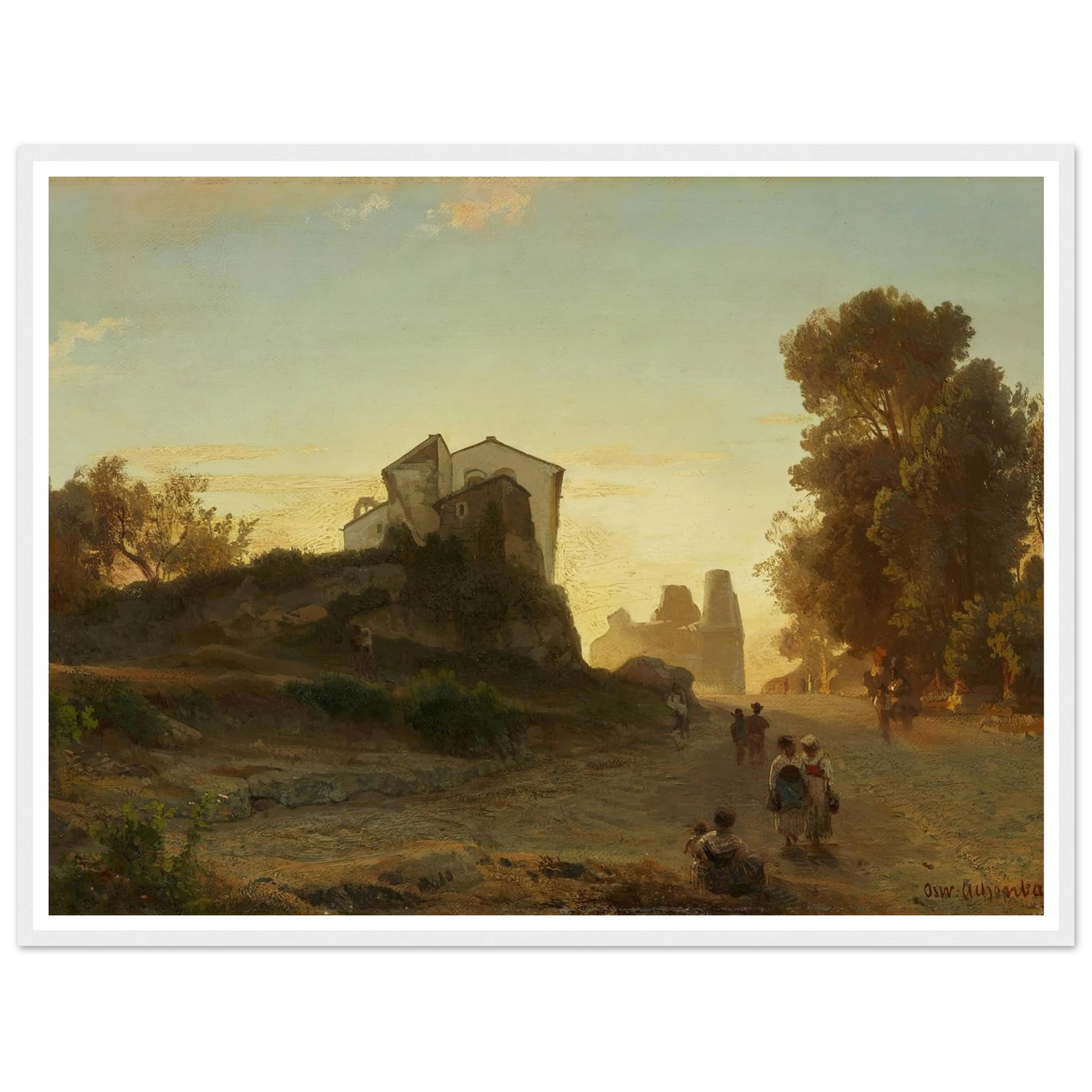 Römische Straße im Abendlicht Art Print | Oswald Achenbach-Quipham Collections
