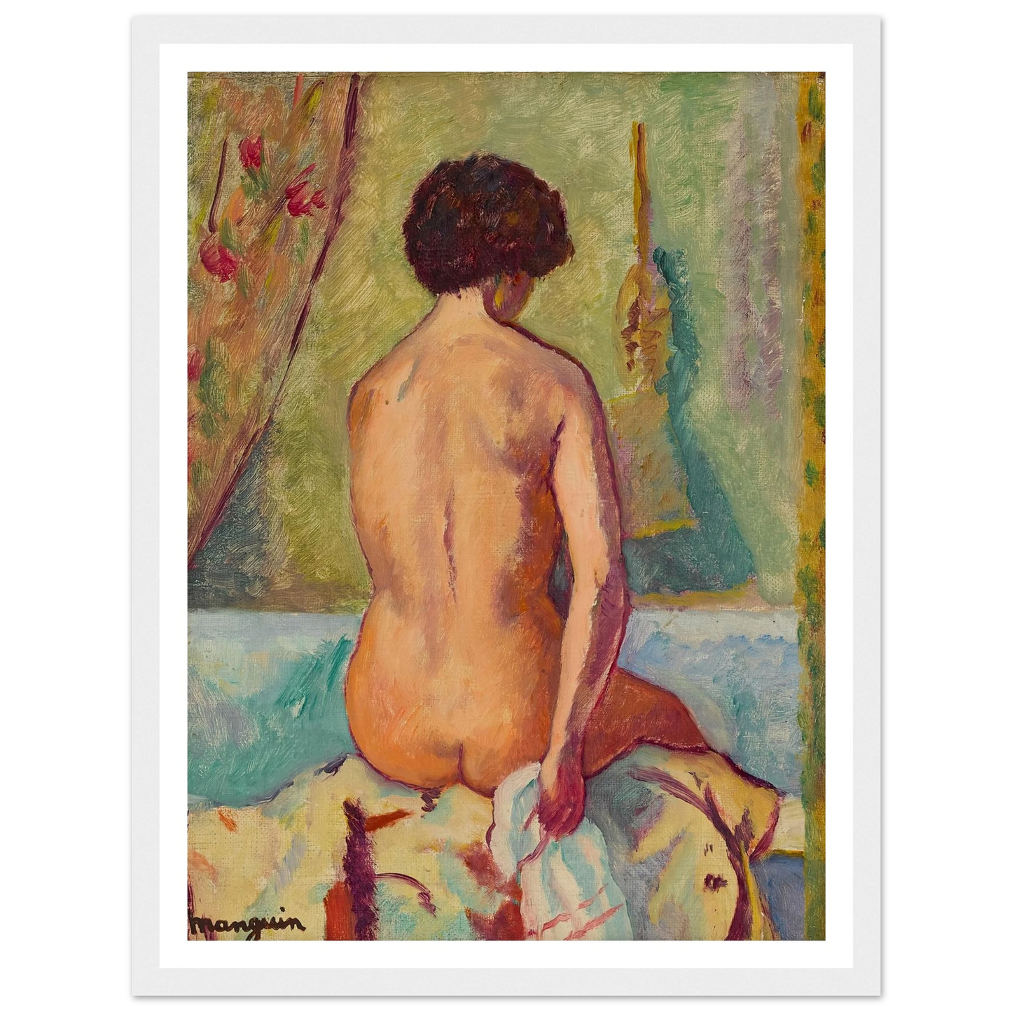 Nu assis de dos, line (1940) Art Print | Henri Manguin-Quipham Collections