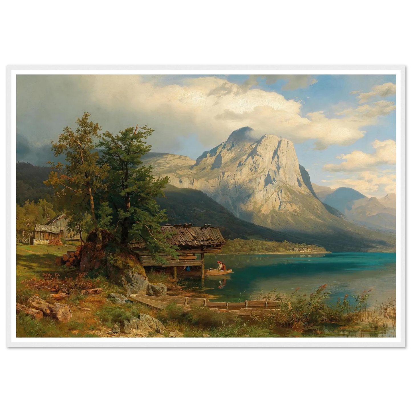A View of Lake Grundlsee with Backenstein Art Print | August Wilhelm Leu-Quipham Collections