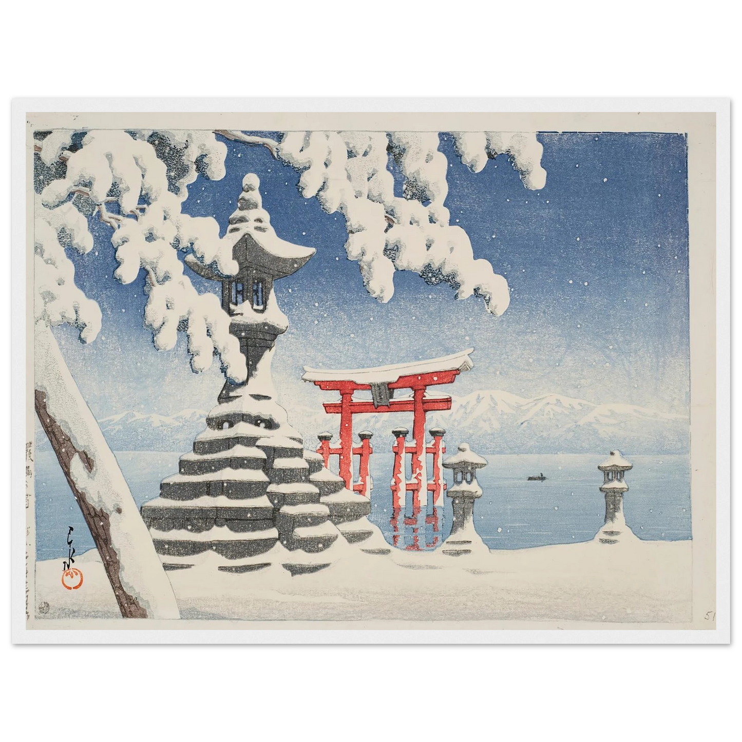 Itsukushima no yuki (Snow at Itsukushima) (1932) Art Print | Kawase Hasui-Quipham Collections