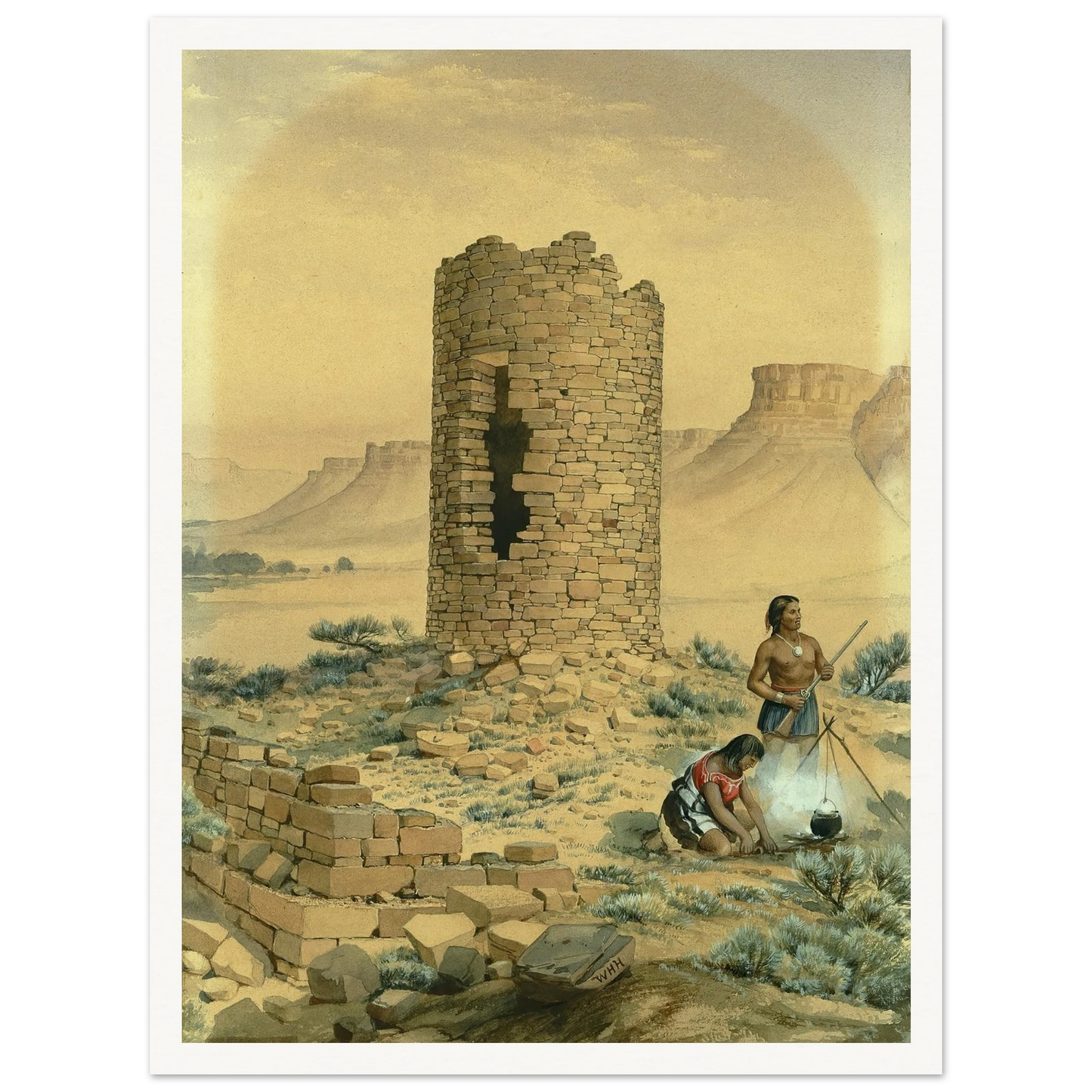 Ancient Stone Round Tower (1875) Art Print | William Henry Holmes-Quipham Collections
