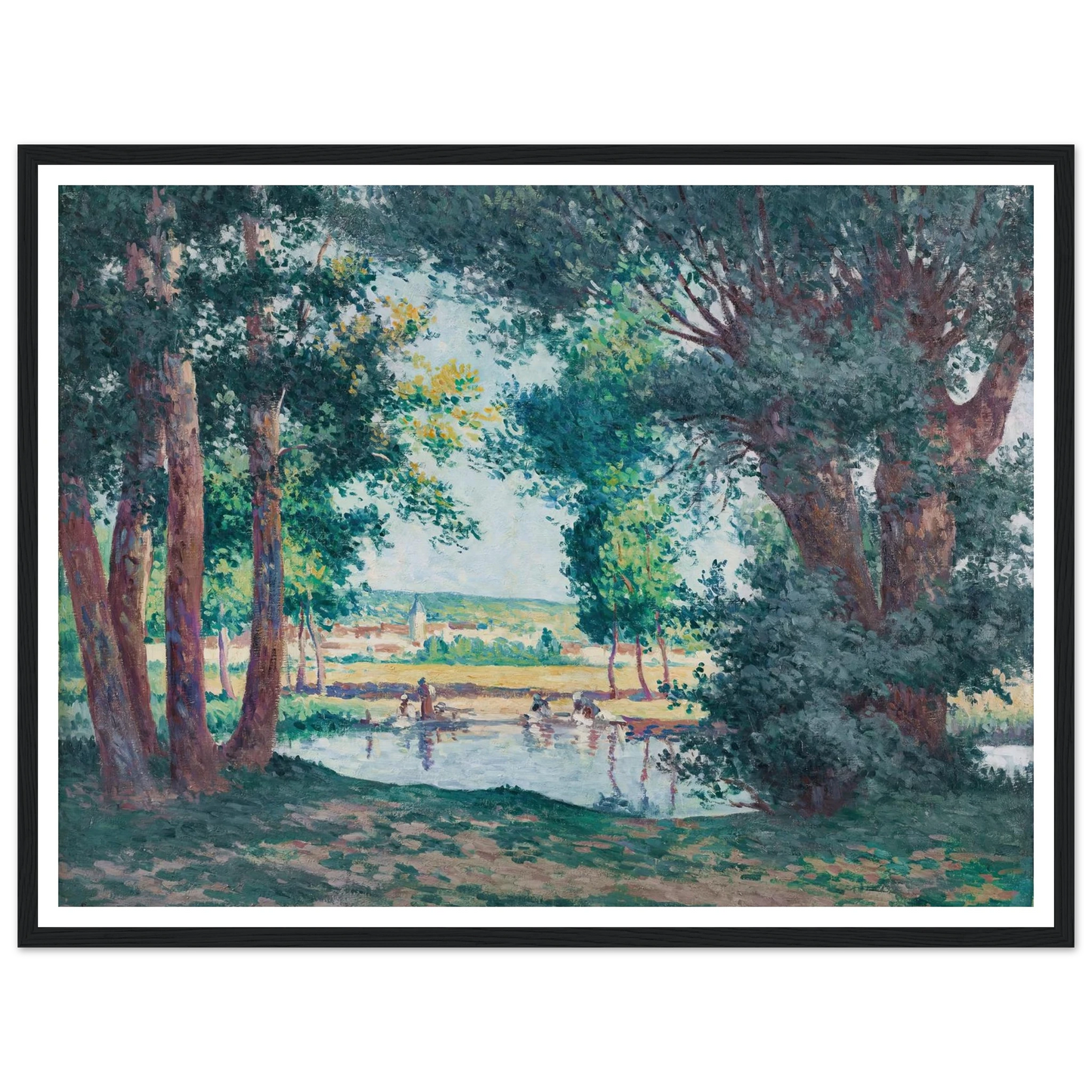 Bessy-sur-Cure, les lavandieres au bord de l’eau (1906) Art Print | Maximilien Luce-Quipham Collections