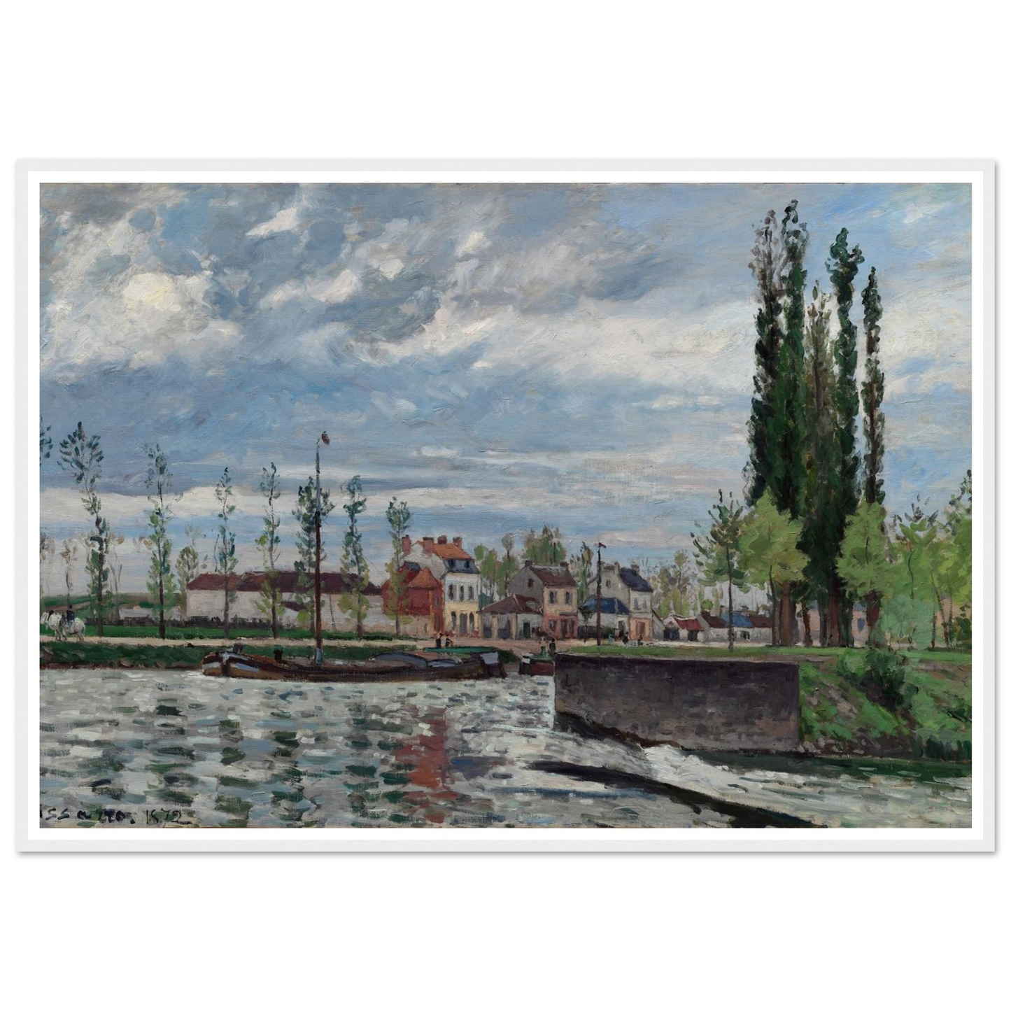 The Lock at Pontoise (1872) Art Print | Camille Pissarro-Quipham Collections