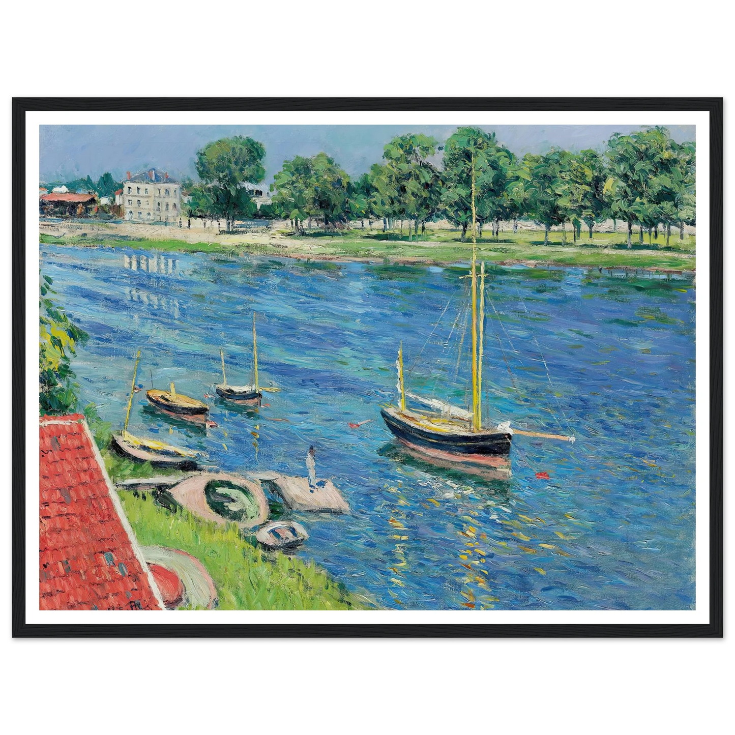 La Seine à Argenteuil, bateaux au mouillage (1883) Art Print | Gustave Caillebotte-Quipham Collections