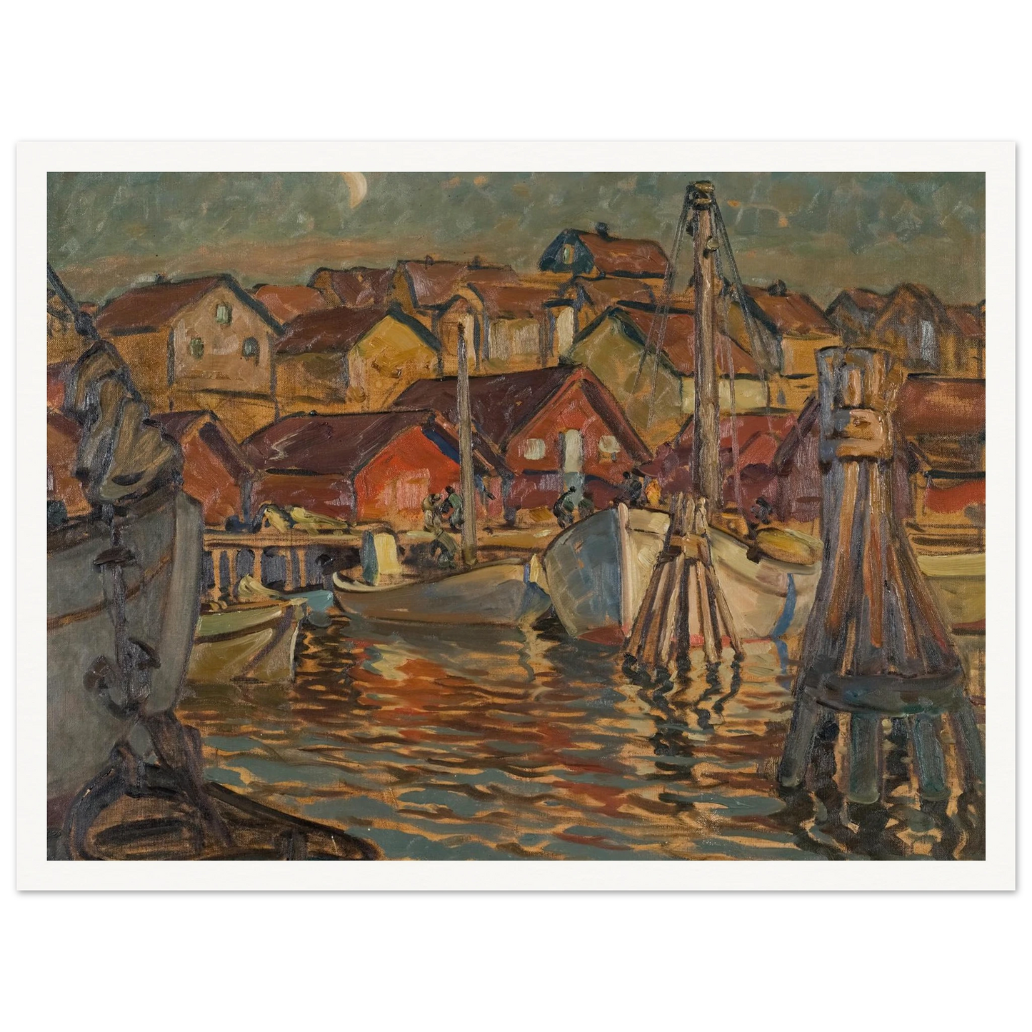 A Fishing Harbour. Study from North Norway Art Print | Anna Boberg-Quipham Collections