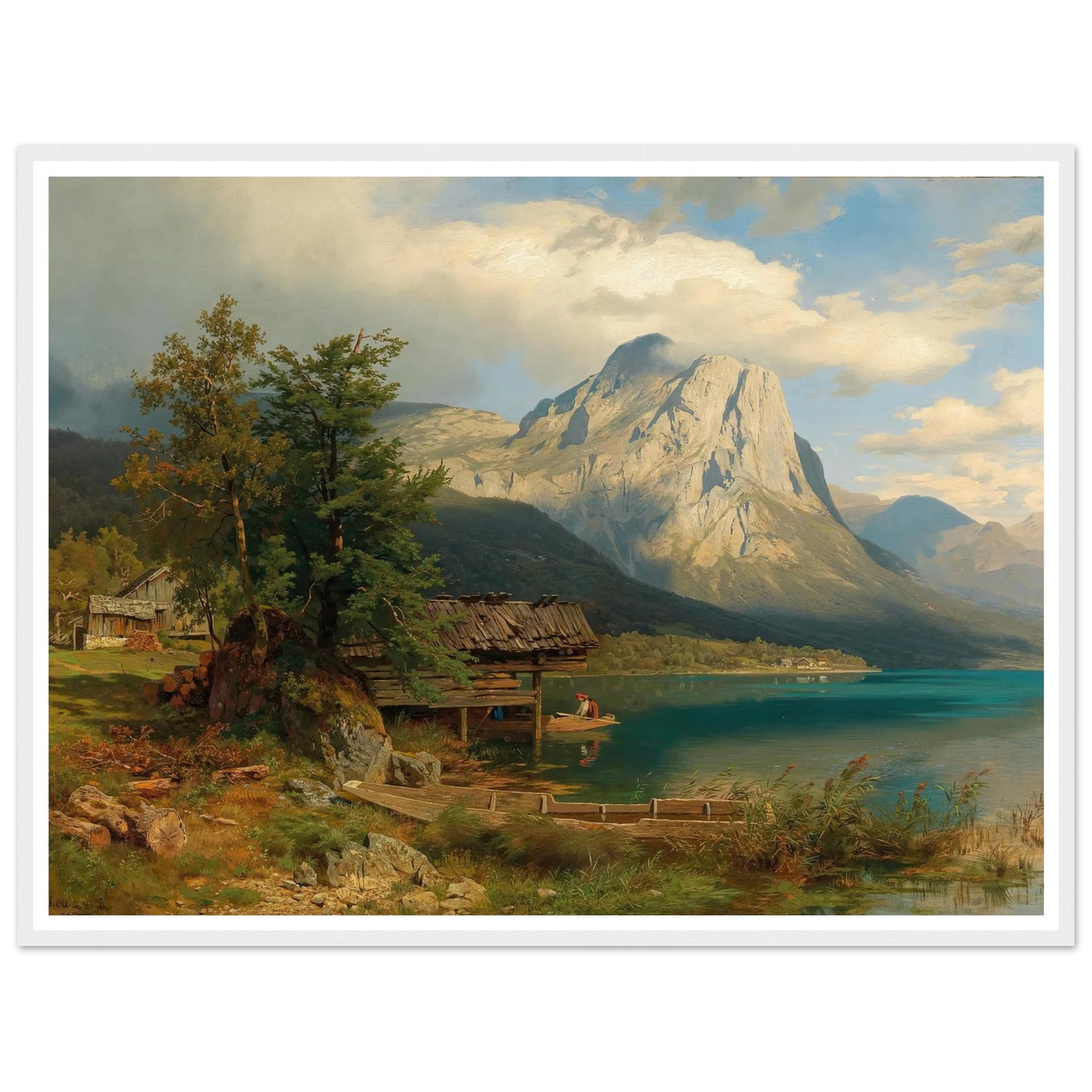 A View of Lake Grundlsee with Backenstein Art Print | August Wilhelm Leu-Quipham Collections