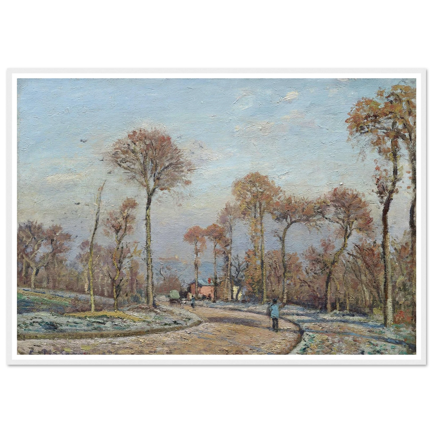 The Road to Versailles, Louveciennes,Morning Frost (1871) Art Print | Camille Pissarro-Quipham Collections