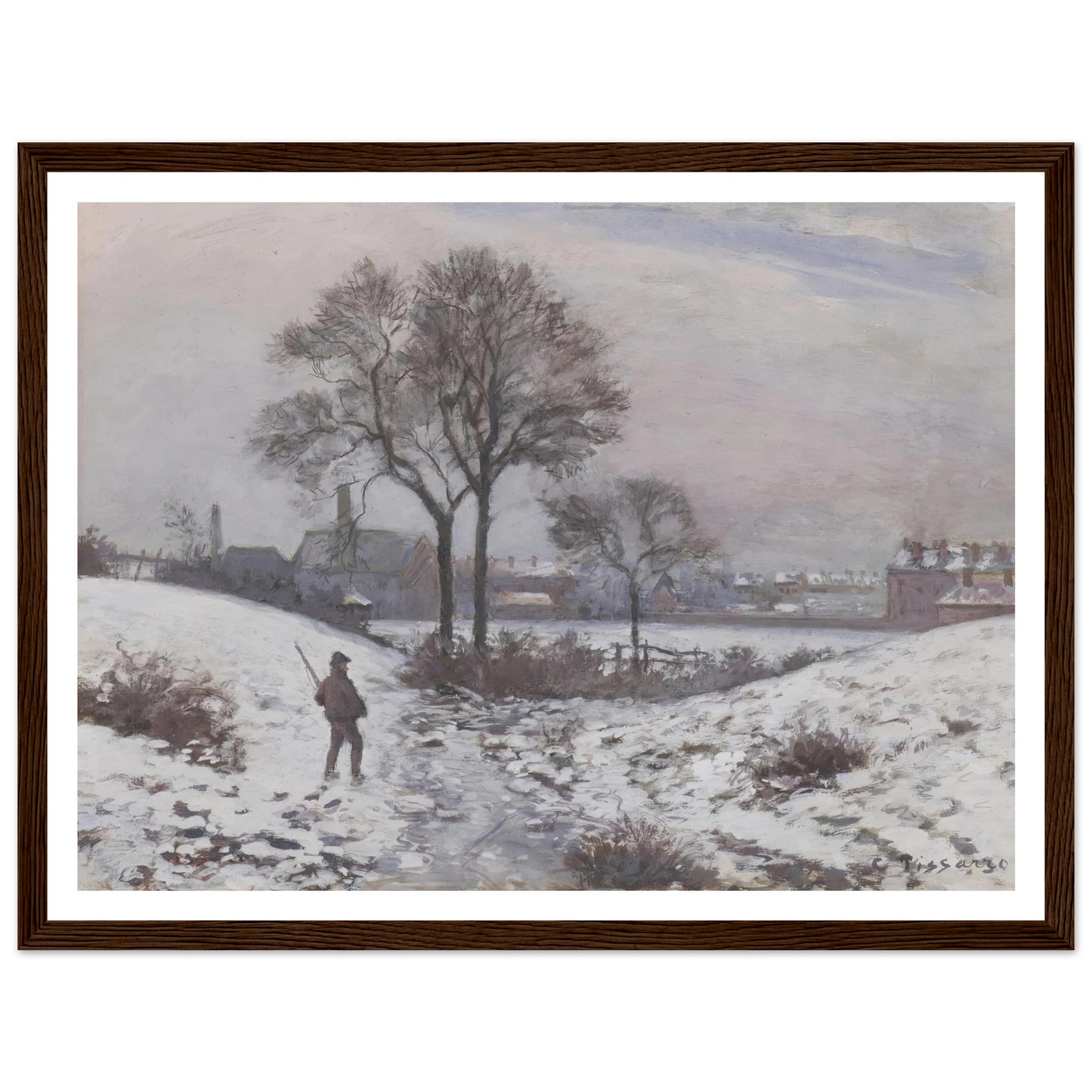 Chasseur en hiver, paysage à Norwood (1870) Art Print | Camille Pissarro-Quipham Collections