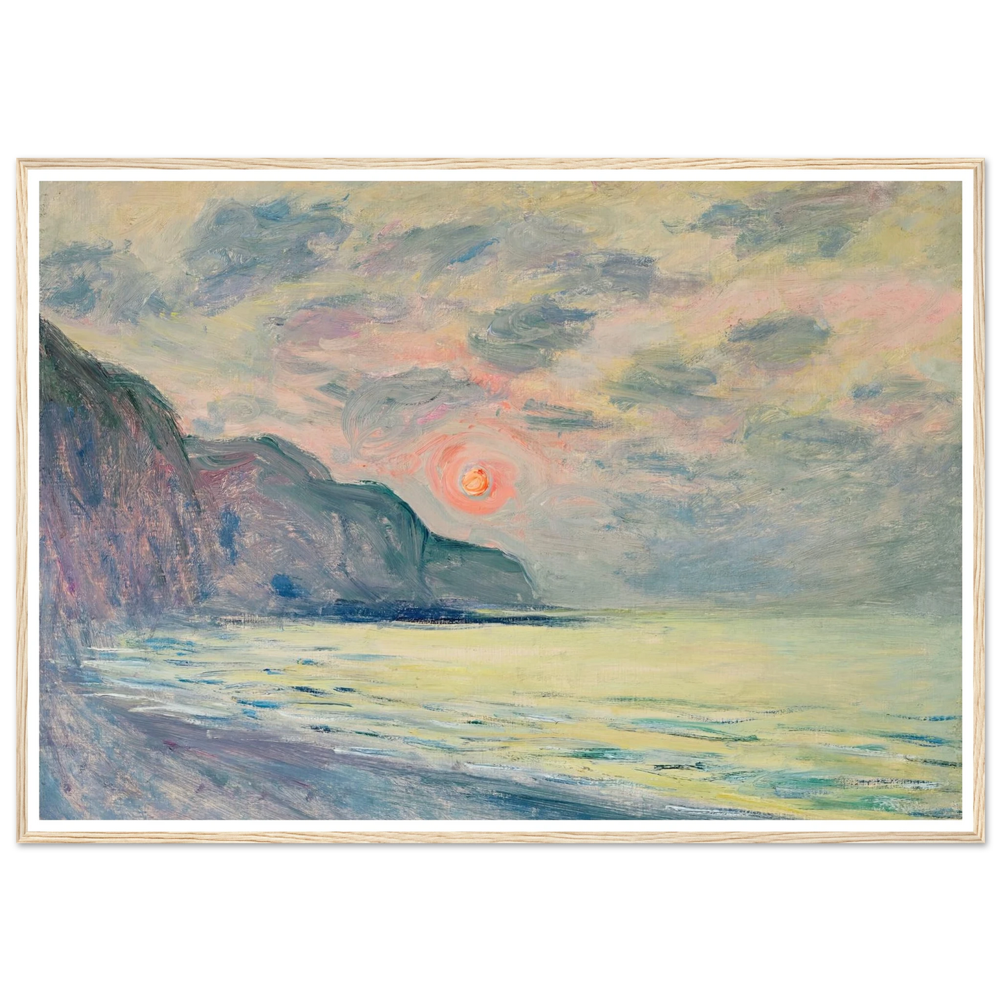 Soleil couchant, temps brumeux, Pourville (1882) Art Print | Claude Monet-Quipham Collections