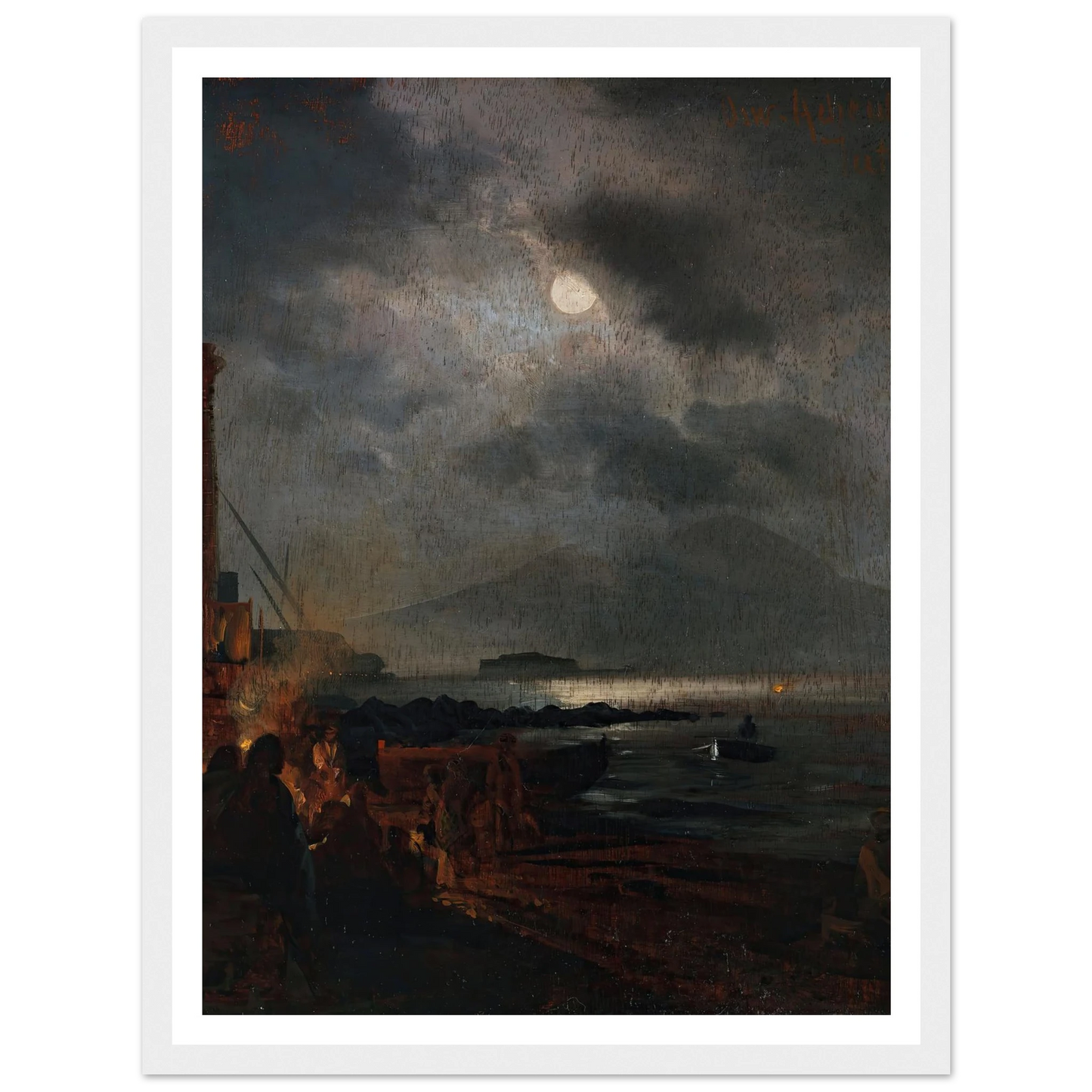 Fischer in der Bucht von Neapel bei Mondschein (1885) Art Print | Oswald Achenbach-Quipham Collections