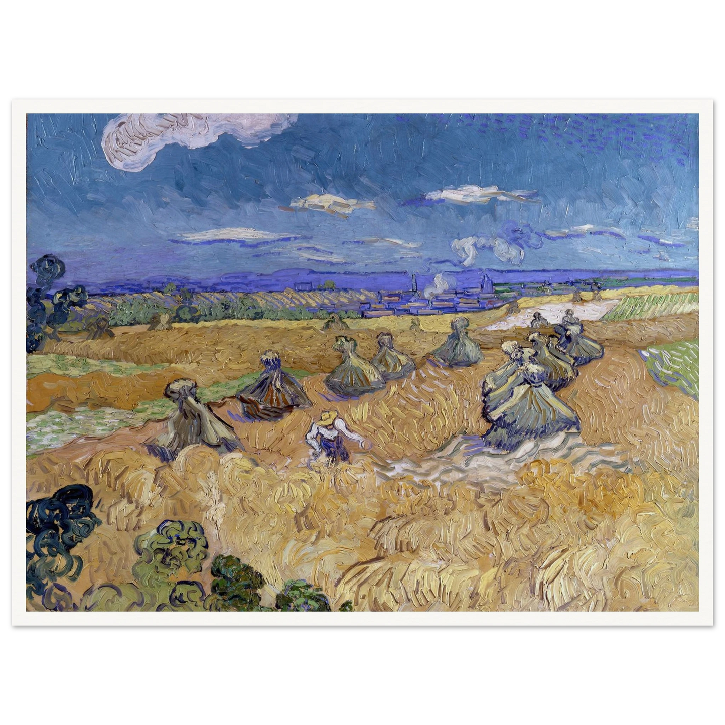 Wheat Fields with Reaper, Auvers Art Print | Vincent van Gogh-Quipham Collections