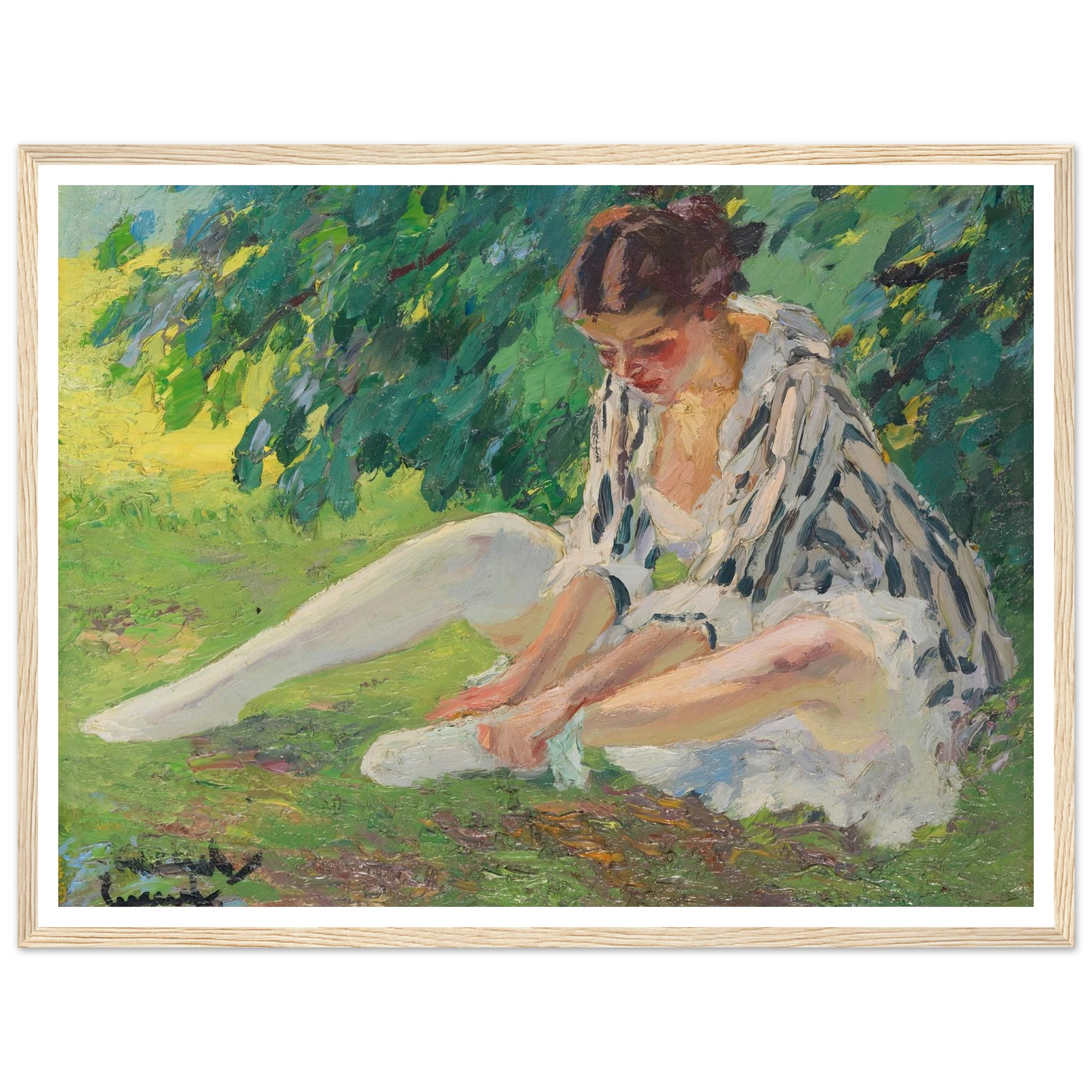 Undressing (sitting in the grass) (1910) Art Print | Edward Cucue-Quipham Collections