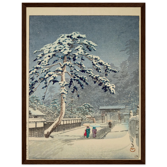 Ikegami Honmonji (Honmon Temple, Ikegami) (1931) Art Print | Kawase Hasui - Framed Poster - 30x40 cm / 12x16″ - Black frame
