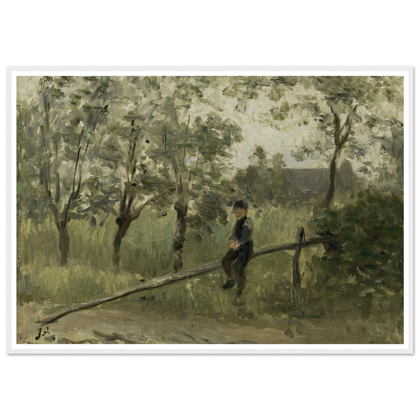 Country Boy on a Pole Barrier (1900 - 1911) Art Print | Jozef Israels-Quipham Collections