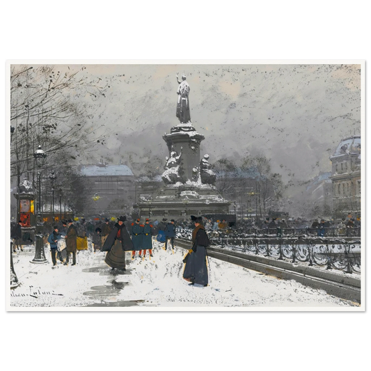 La Place De La République (Neige) Art Print | Eugene Galien Laloue-Quipham Collections