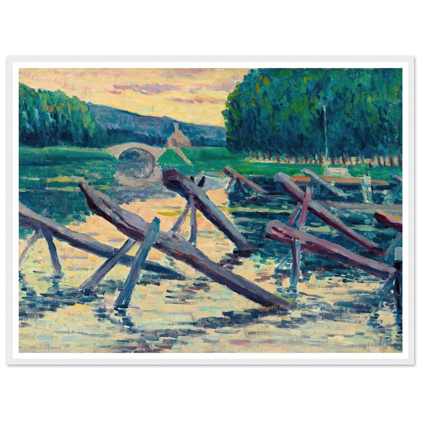 Les chevalets sur la Cure (circa 1908) Art Print | Maximilien Luce-Quipham Collections