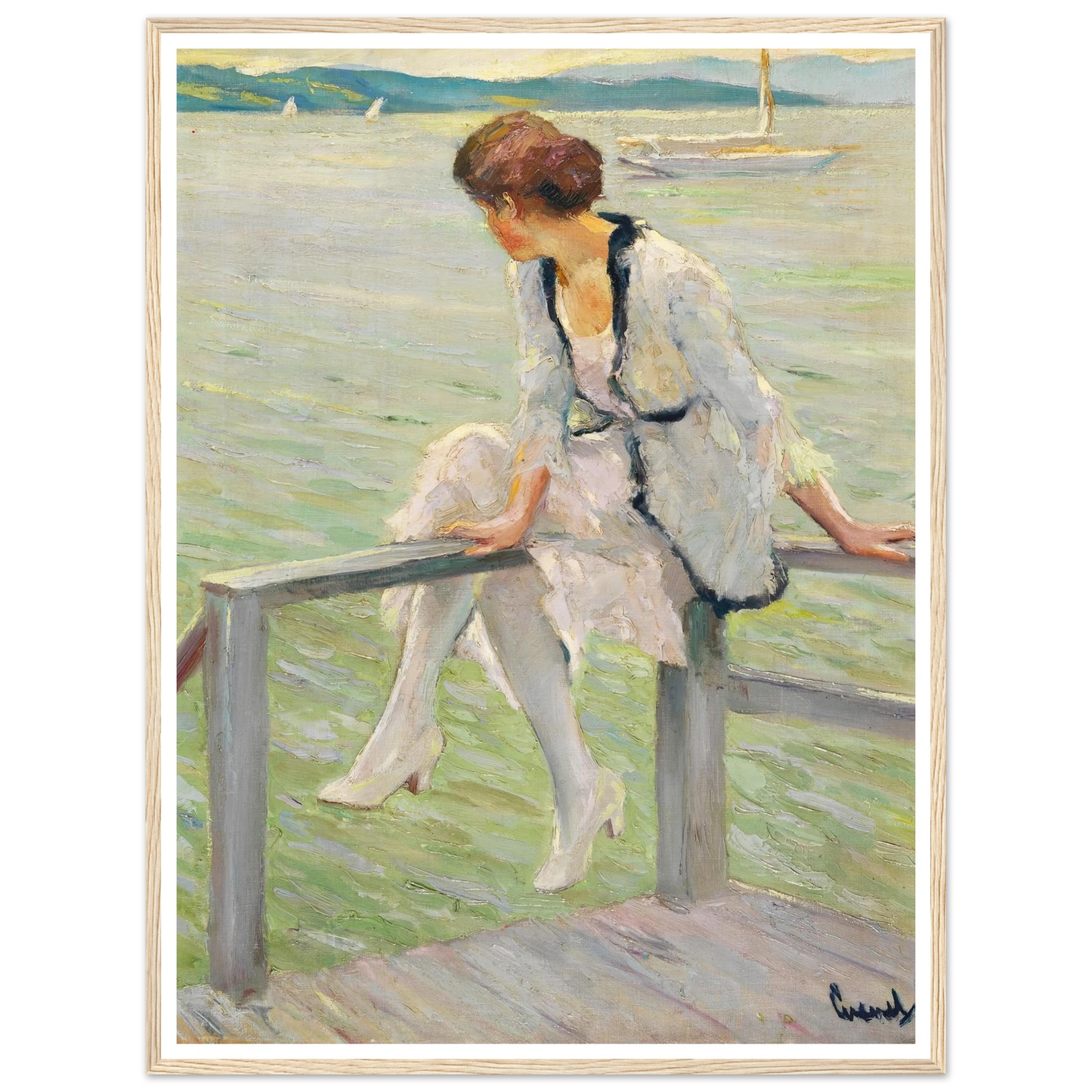 Young woman at Lake Starnberg (1915-1920) Art Print | Edward Cucue-Quipham Collections