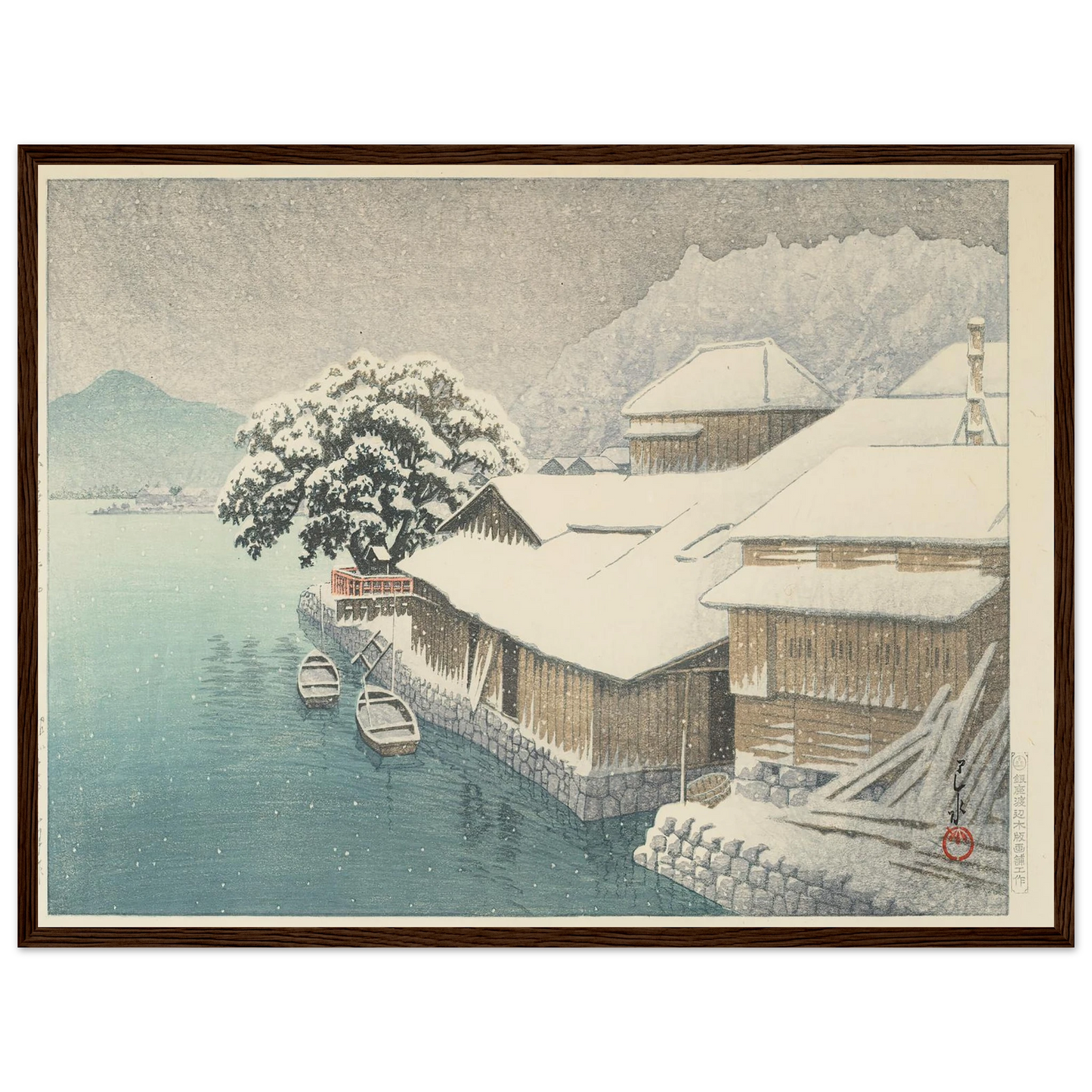 Ishinomaki no bosetsu (Evening Snow at Ishinomaki) (1935) Art Print | Kawase Hasui-Quipham Collections