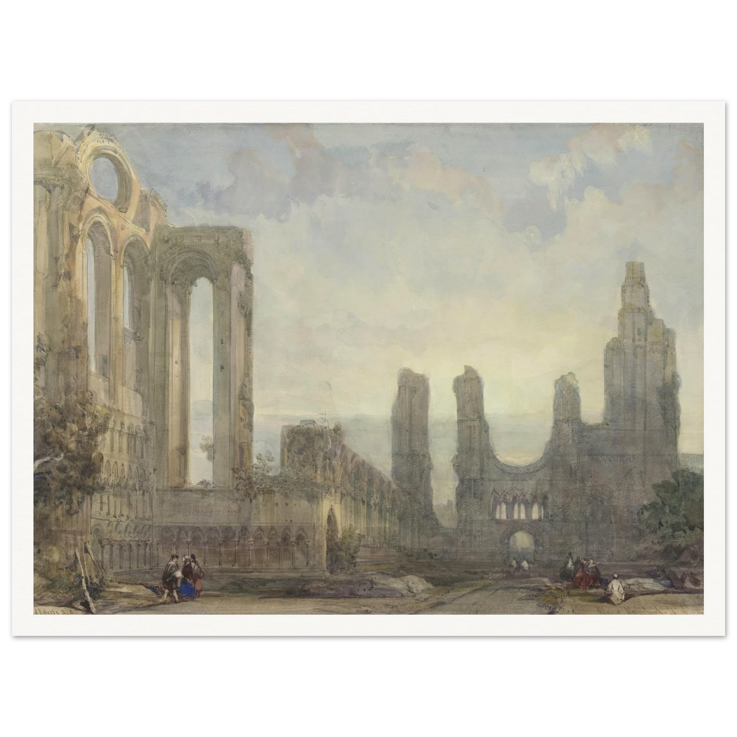 Abdijruïne van Aberbrothwick bij avond (1848) Art Print | David Roberts-Quipham Collections