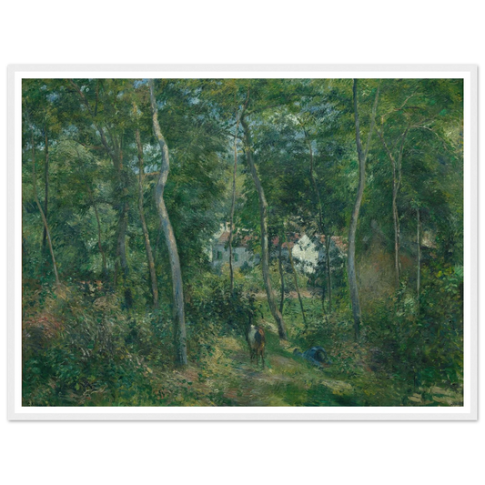 Edge of the Woods Near L’Hermitage, Pontoise (1879) Art Print | Camille Pissarro - Framed Poster - 30x40 cm / 12x16″ - Black frame