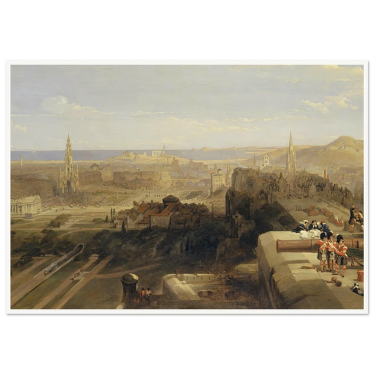 Edinburgh from the Castle Art Print | David Roberts - Framed Poster - 30x40 cm / 12x16″ - Black frame