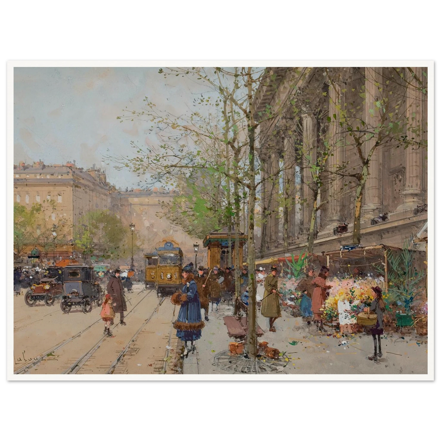 Marché aux fleurs Place de la Madeleine Art Print | Eugene Galien Laloue-Quipham Collections