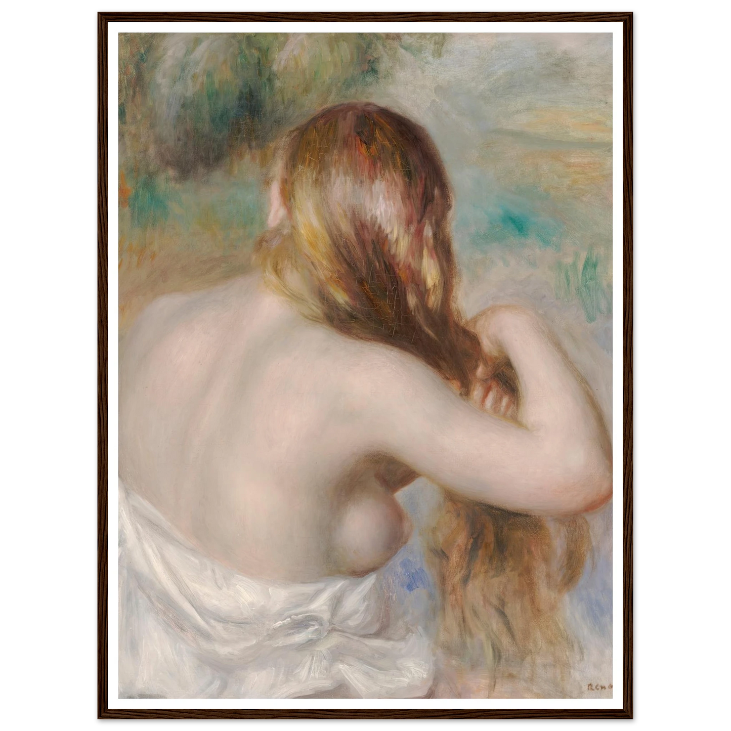 Blonde Braiding Her Hair (1886) Art Print | Pierre Auguste Renoir-Quipham Collections