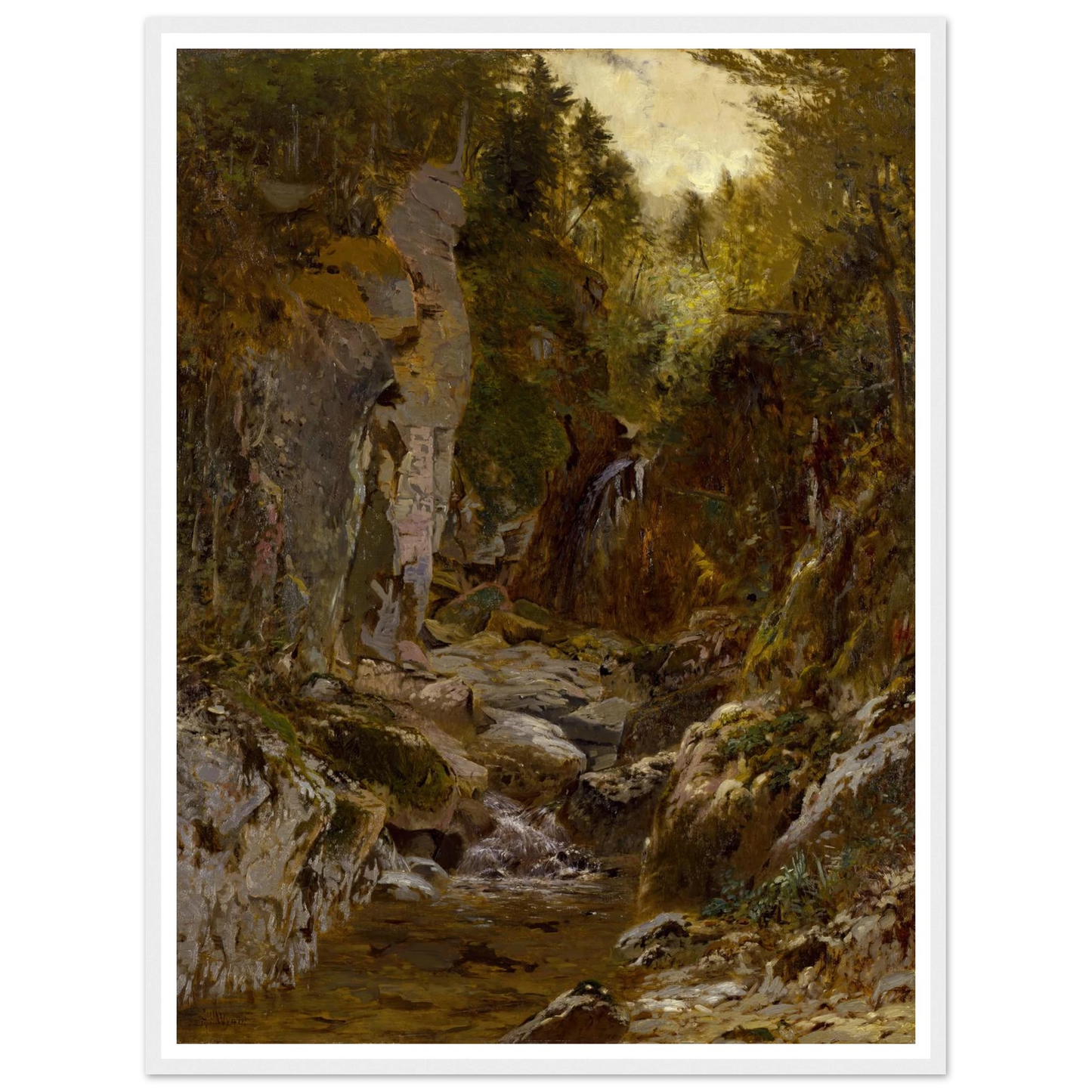 The Flume, Opalescent River, Adirondacks (ca. 1875) Art Print | Alexander Helwig Wyant-Quipham Collections