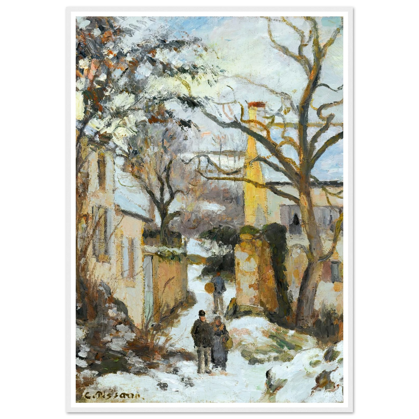La Maison Rondest Sous La Neige, Pontoise Or Chemin De L’hermitage, Pontoise, Sous La Neige (circa 1875) Art Print | Camille Pissarro-Quipham Collections