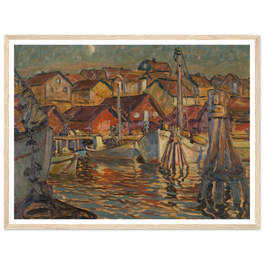 A Fishing Harbour. Study from North Norway Art Print | Anna Boberg - Framed Poster - 30x40 cm / 12x16″ - Black frame