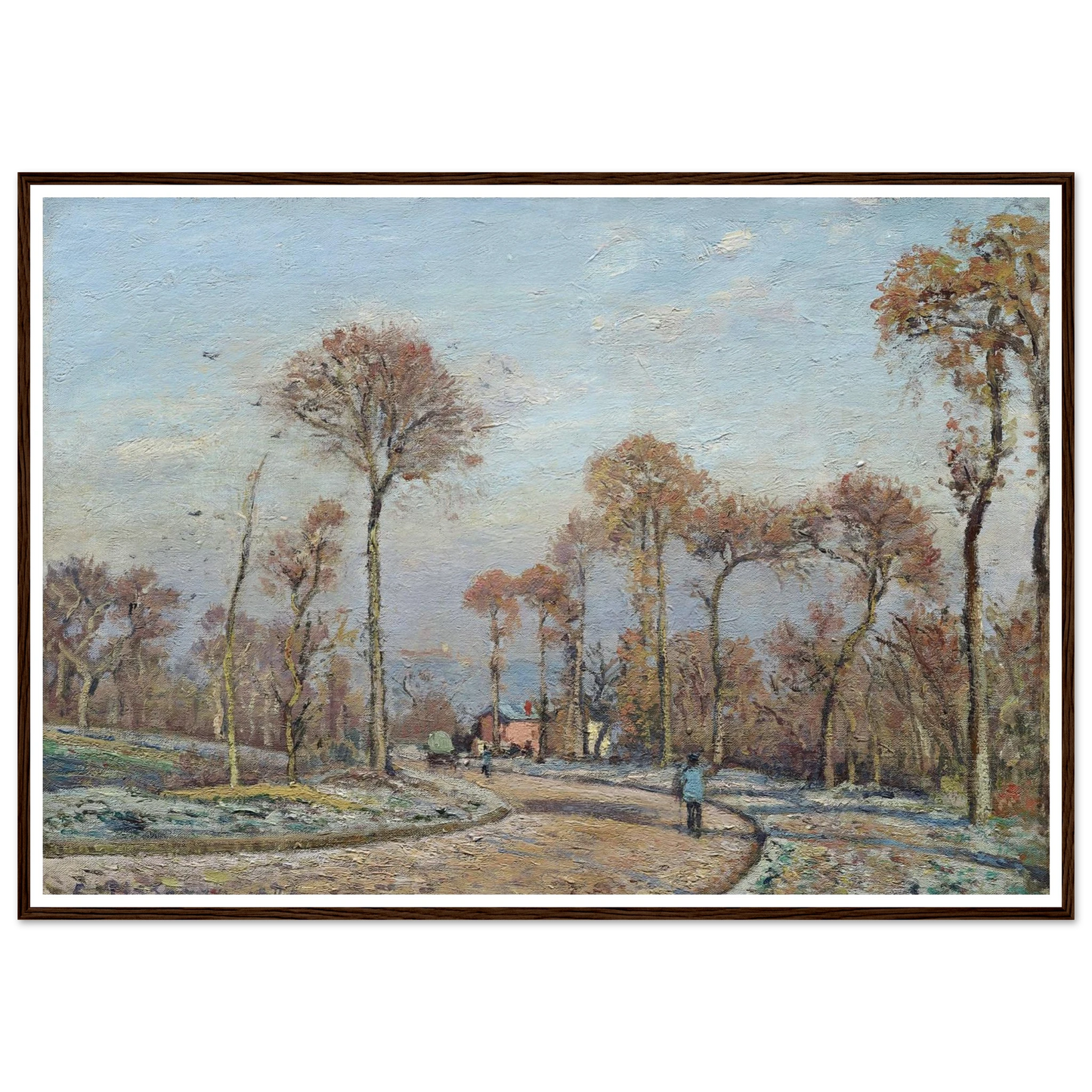 The Road to Versailles, Louveciennes,Morning Frost (1871) Art Print | Camille Pissarro-Quipham Collections