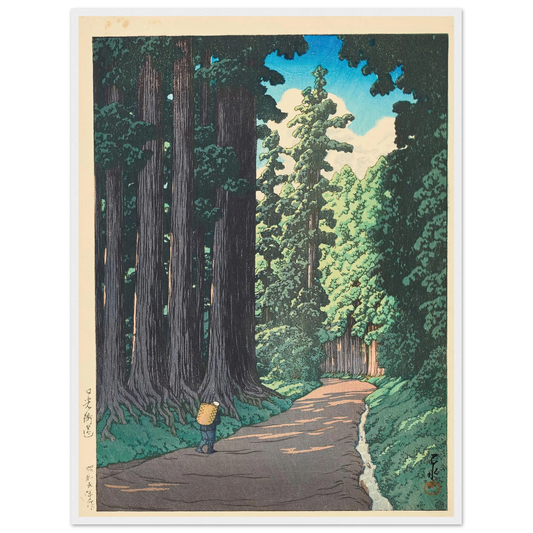 Nikko gaido (The Road to Nikko) (1930) Art Print | Kawase Hasui - Framed Poster - 30x40 cm / 12x16″ - Black frame