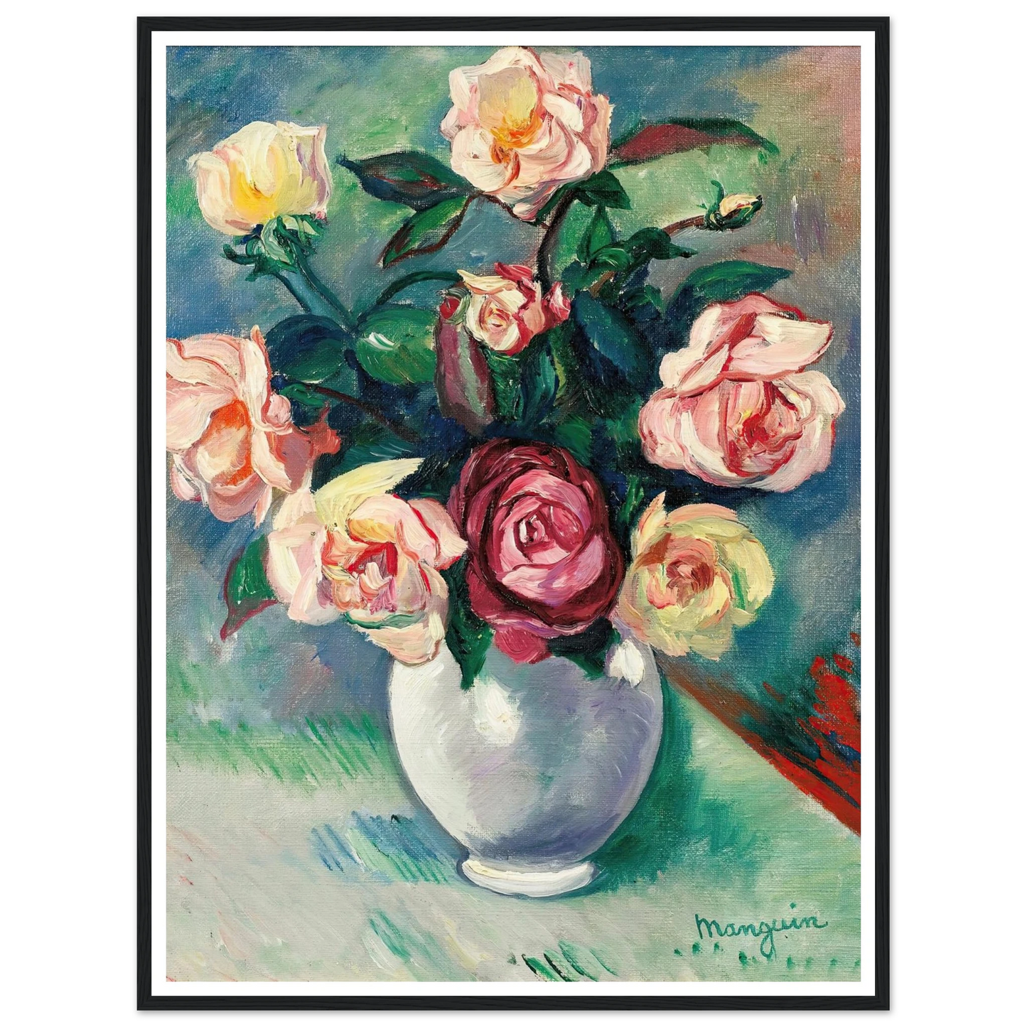 Bouquet De Roses Dans Un Vase Blanc (1912) Art Print | Henri Manguin-Quipham Collections