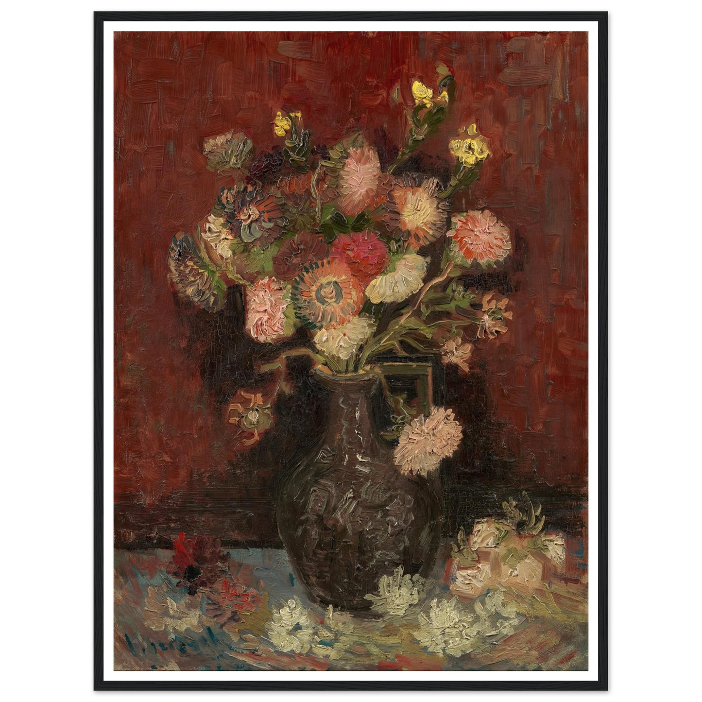 Vase with Chinese asters and gladioli (1886) Art Print | Vincent van Gogh-Quipham Collections