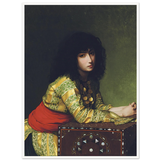 Egyptian girl (circa 1877) Art Print | Jean Leon Gerome - Framed Poster - 30x40 cm / 12x16″ - Black frame